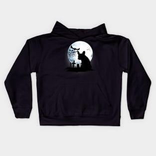 French bulldog frenchie and bats with full moon Kids Hoodie